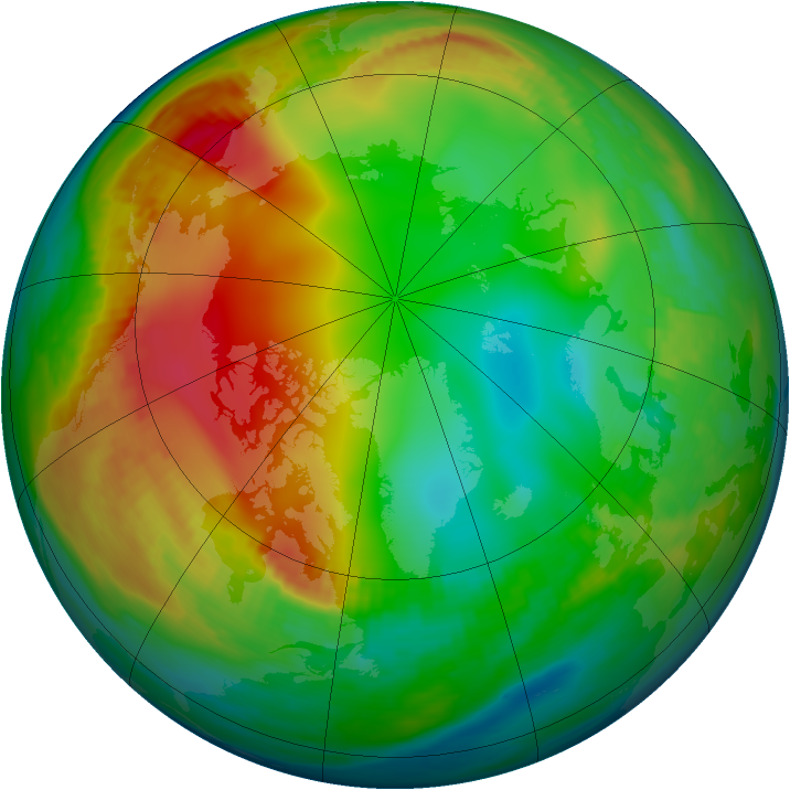 Arctic ozone map for 22 December 1981
